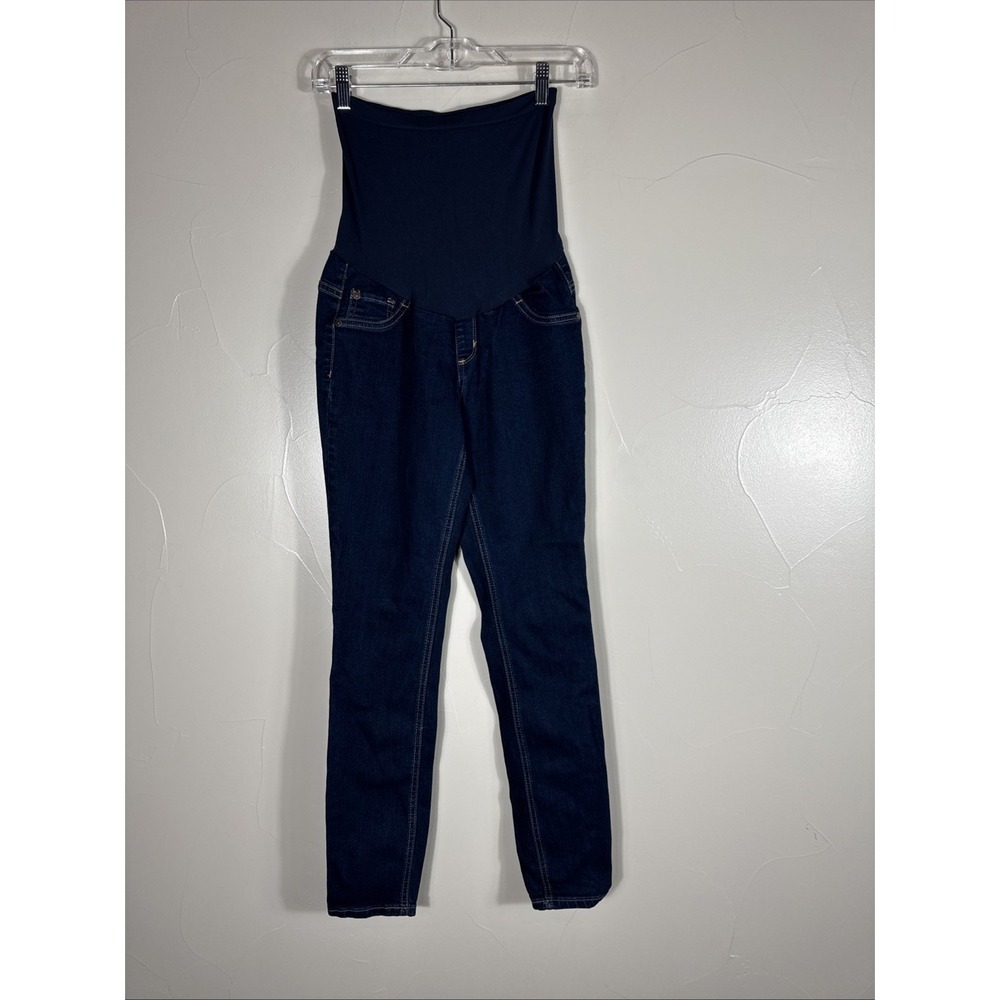 Indigo Blue Full Panel Maternity Jeans Size S Small Dark‎ Wash Blue